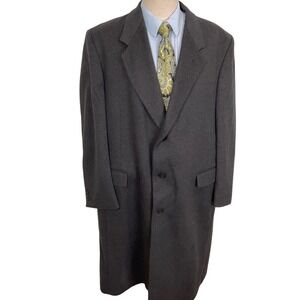 Career Collection Overcoat Mens 48L Charcoal Gray Wool Topcoat Long Length